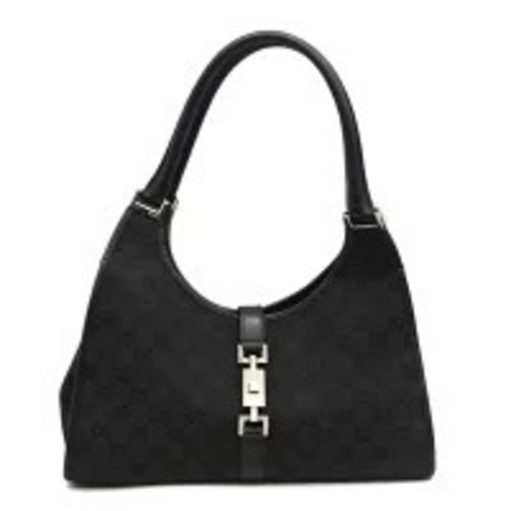Gucci GG Canvas Jackie Leather Top Handle Bag Black